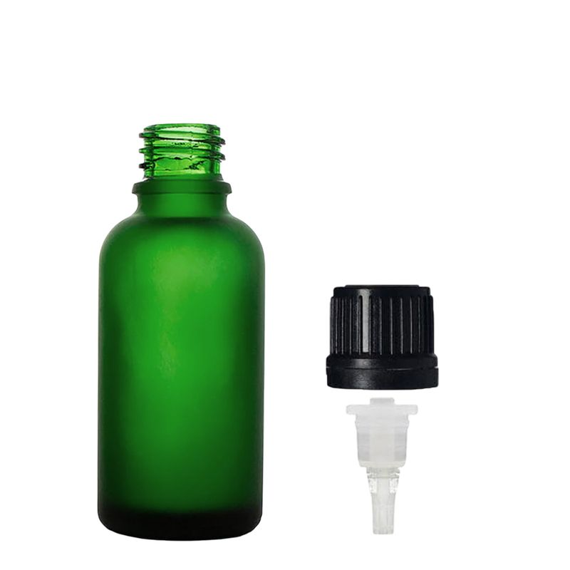 30 ml frostat grönt glas dropperflaska med pipettkork