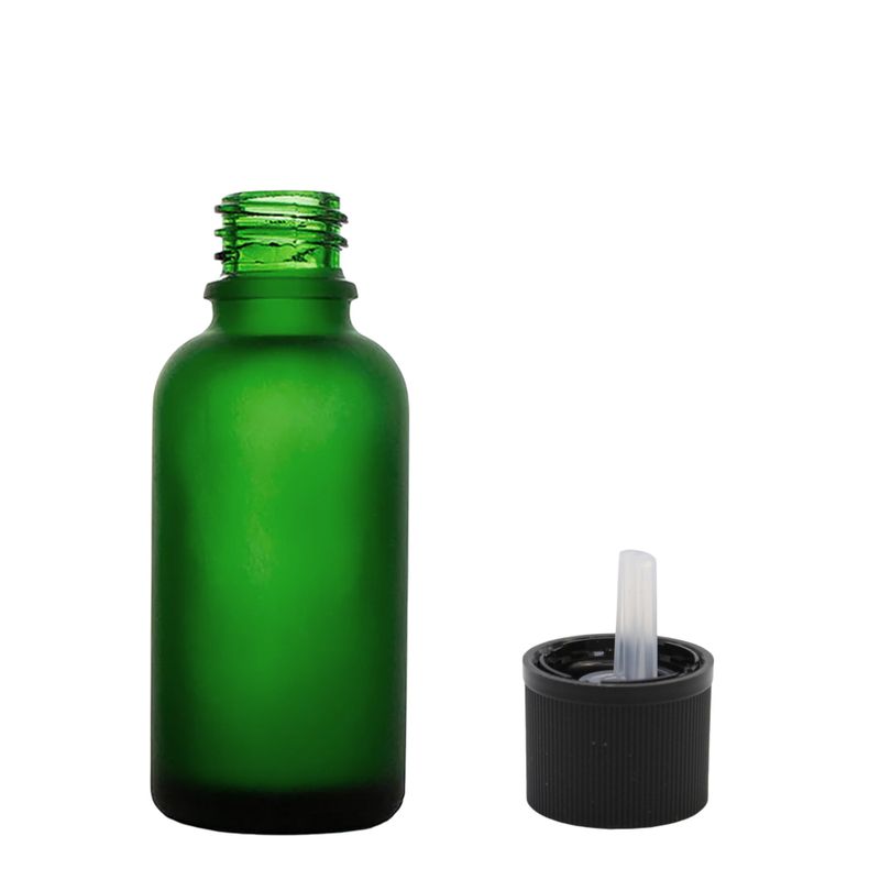 30 ml frostat grönt glas dropperflaska med barnsäker droppkork