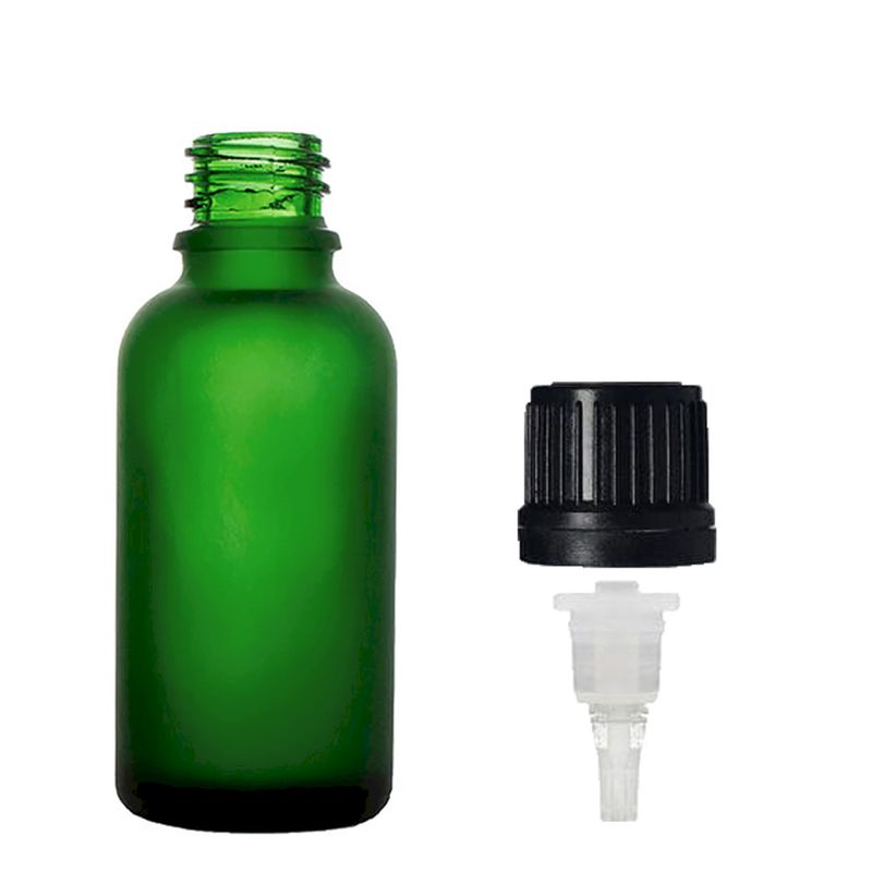 50 ml frostat grönt glas dropperflaska med pipettkork