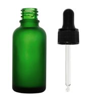 100 ml frostat grönt glas dropperflaska med svart pipett