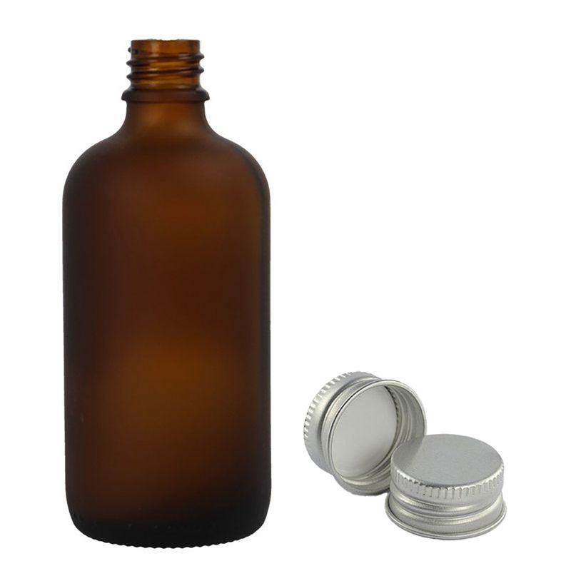 100 ml frostat bärnstensfärgat glaspipettflaska med aluminiumkork