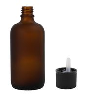 100 ml frostat bärnstensfärgat glas pipettflaska med barnsäker droppkapsel