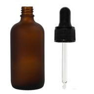 100 ml frostad bärnstensfärgad glasdropperflaska med svart pipett