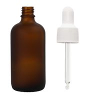 100 ml frostad bärnstensfärgad glasdropperflaska med vit pipett