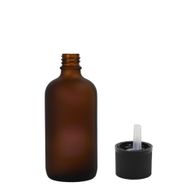 10 ml frostat glasflaska i bärnstensfärg med barnsäker pipettkork