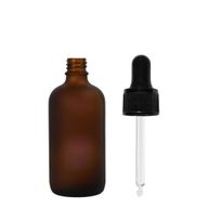 10 ml frostat amberfärgat glas dropperflaska med svart pipett