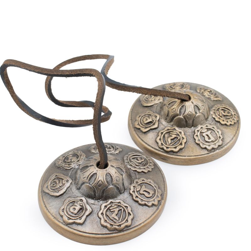 Tingsha-klockor i Premium-mässing - Sju Chakra - Ca 7cm (255g)