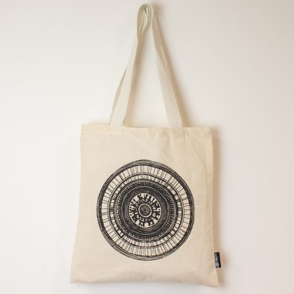 Ikonisk Basic Tygkasse - Urban Mandala - (40x37cm) - Naturlig