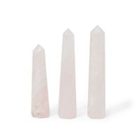 Ädelstens sexsidiga obeliskspetsar cirka 11 cm - rosenkvarts