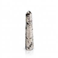 Ädelsten sexsidiga obeliskspetsar cirka 17 cm - regnbågs månsten