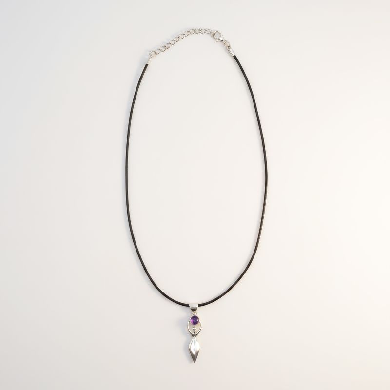 Indiskt Symbolhänge - Silverpläterat (45cm snöre) - Goddess - Ametist