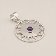 Indiskt Symbolhänge - Silverpläterat (45cm snöre) - Sun Worship - Ametist