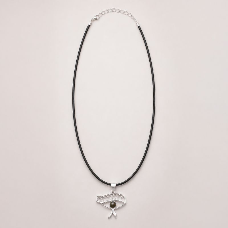 Indiskt Symbolhänge - Silverpläterat (45cm snöre) - Cleopatra Eye - Iolit