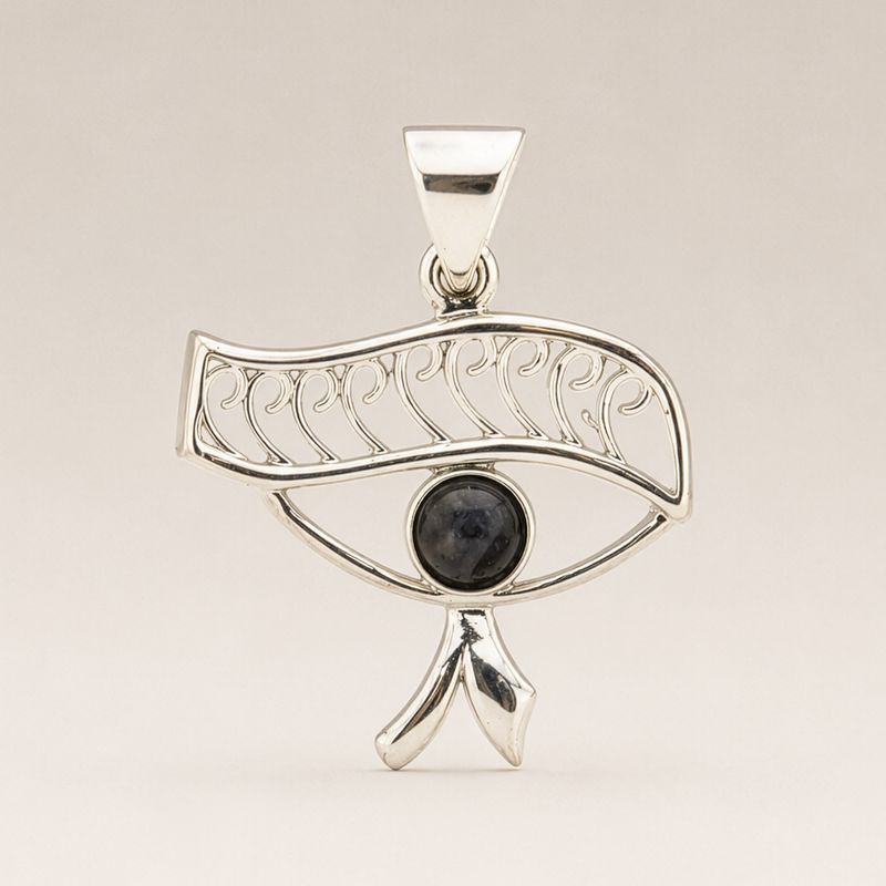 Indiskt Symbolhänge - Silverpläterat (45cm snöre) - Cleopatra Eye - Iolit