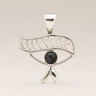 Indiskt Symbolhänge - Silverpläterat (45cm snöre) - Cleopatra Eye - Iolit