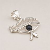 Indiskt Symbolhänge - Silverpläterat (45cm snöre) - Cleopatra Eye - Iolit