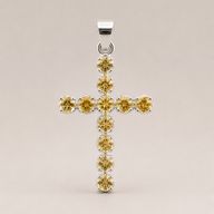 Indiskt Symbolhänge - Silverpläterat (45cm snöre) - Citrin-kors