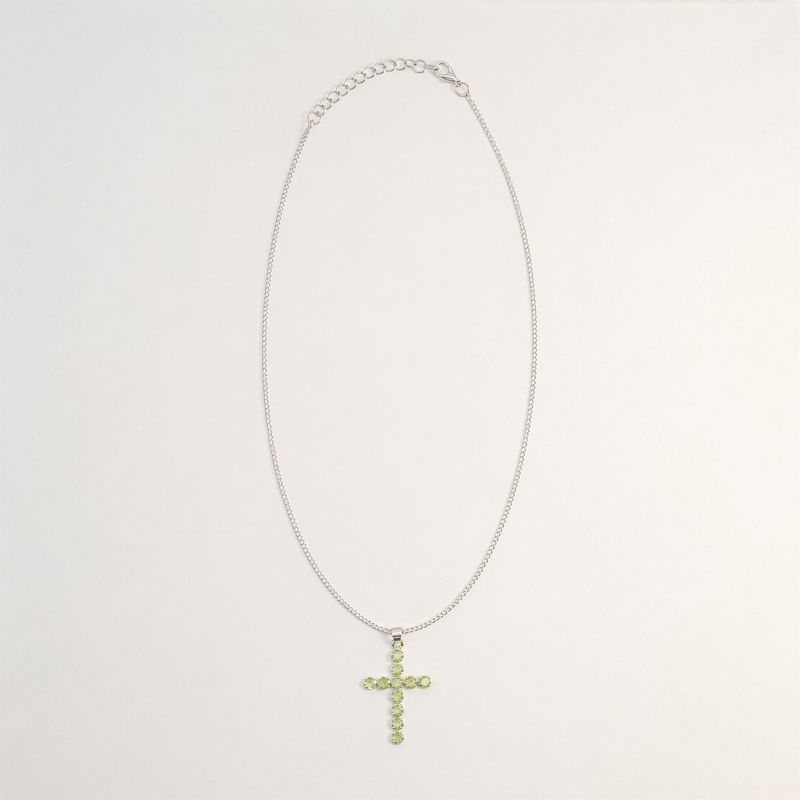 Indiskt Symbolhänge - Silverpläterat (45cm snöre) - Peridotkors