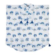 Nomad Sari i Med-kollektionen - Kaftan - Cremefärgad med blått broderi och tasslar