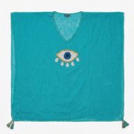 Nomad Sari På Med-kollektionen - kaftan - turkos med guld och vitt stort öga
