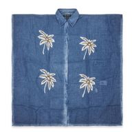Nomad Sari i Med-kollektionen - Kaftan - Blå med guld och vit palmträddekoration