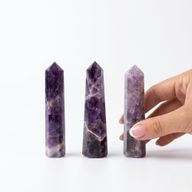 Ädelstenar sexsidiga obeliskspetsar cirka 11 cm - ametist