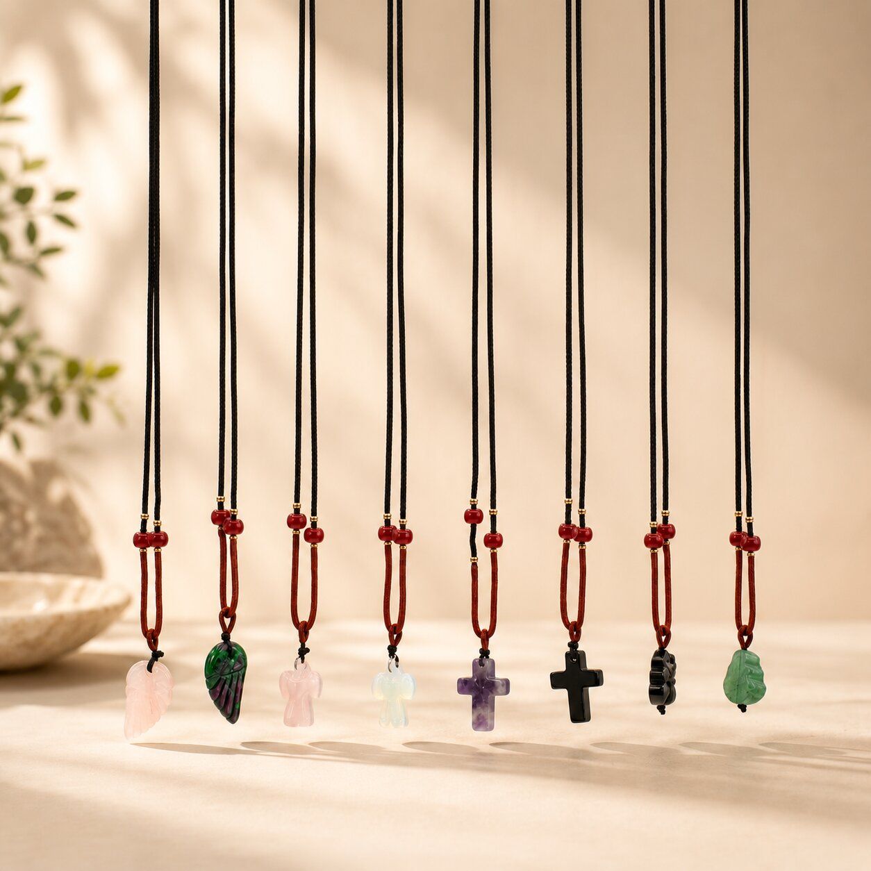 Halsband med Ädelstenshänge på Snöre