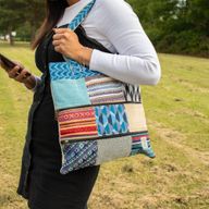 Patchwork Kathmandu toteväska - Dhaka-design (37x38 cm)