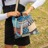 Patchwork Kathmandu toteväska - Dhaka-design (37x38 cm)