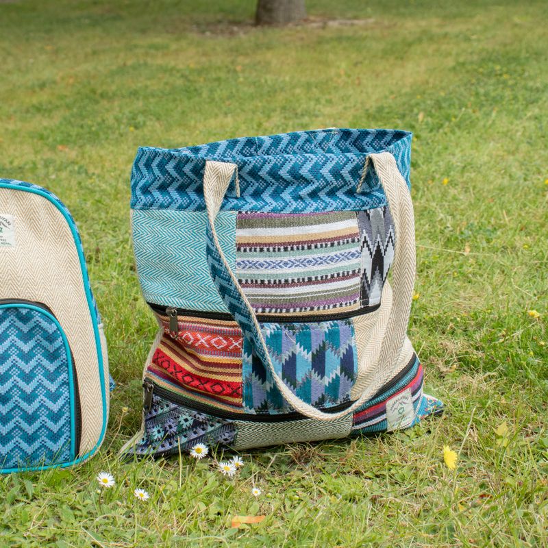 Patchwork Kathmandu toteväska - Dhaka-design (37x38 cm)