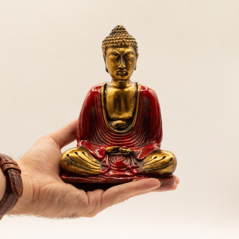 Röd och Guld Buddha - Medium