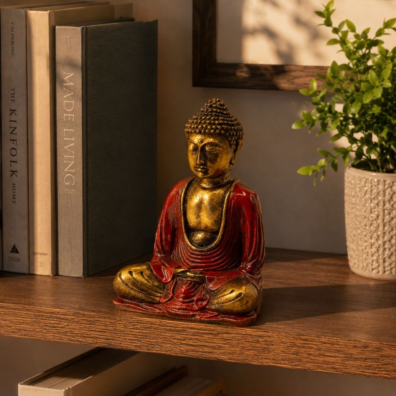 Röd och Guld Buddha - Medium