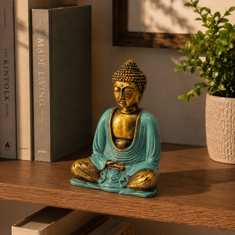 Turkos och guld Buddha - medium
