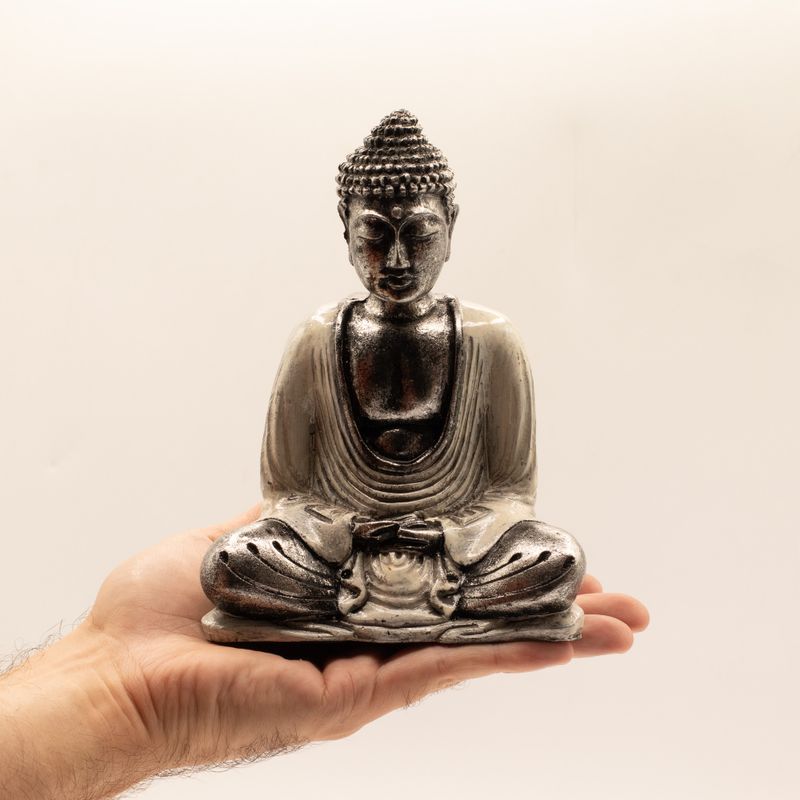Vit och Grå Buddha - Medium