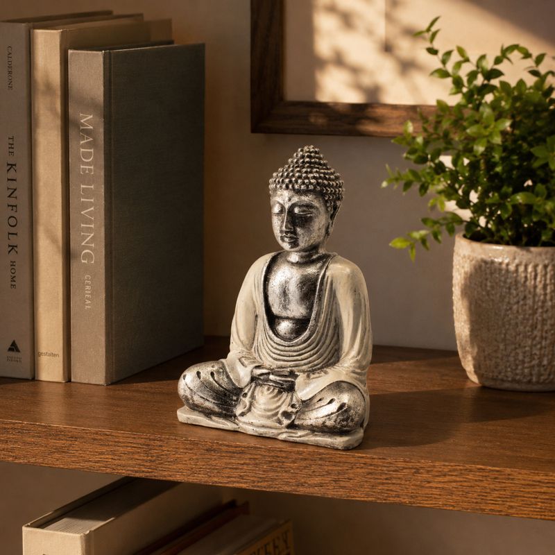 Vit och Grå Buddha - Medium