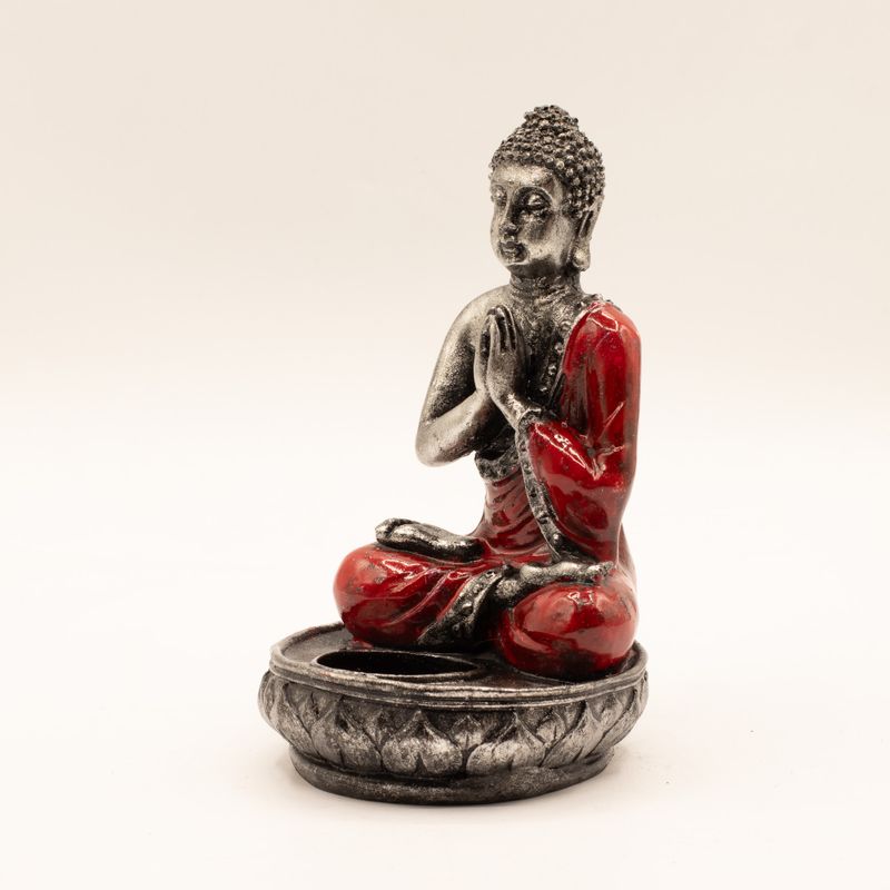 Buddha ljusstake - röd - medium