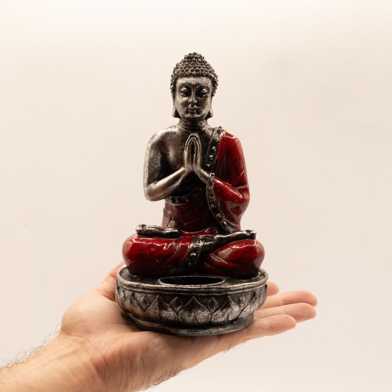 Buddha ljusstake - röd - medium