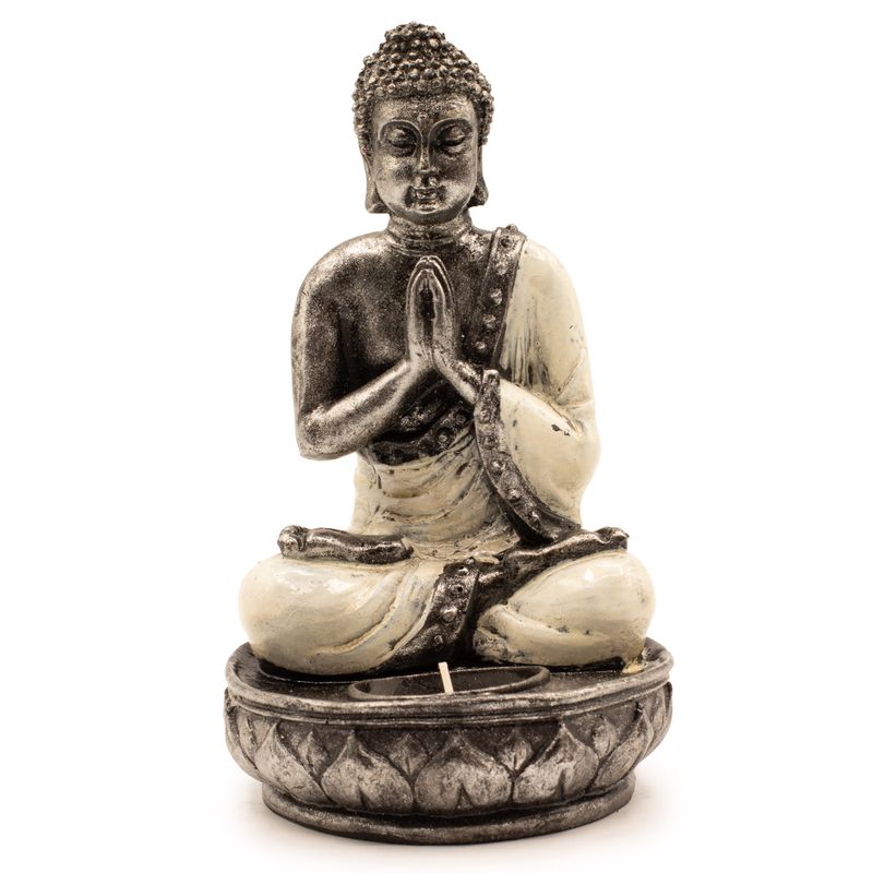 Buddha-ljusstake - Vit - Medel