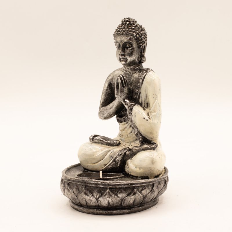 Buddha-ljusstake - Vit - Medel