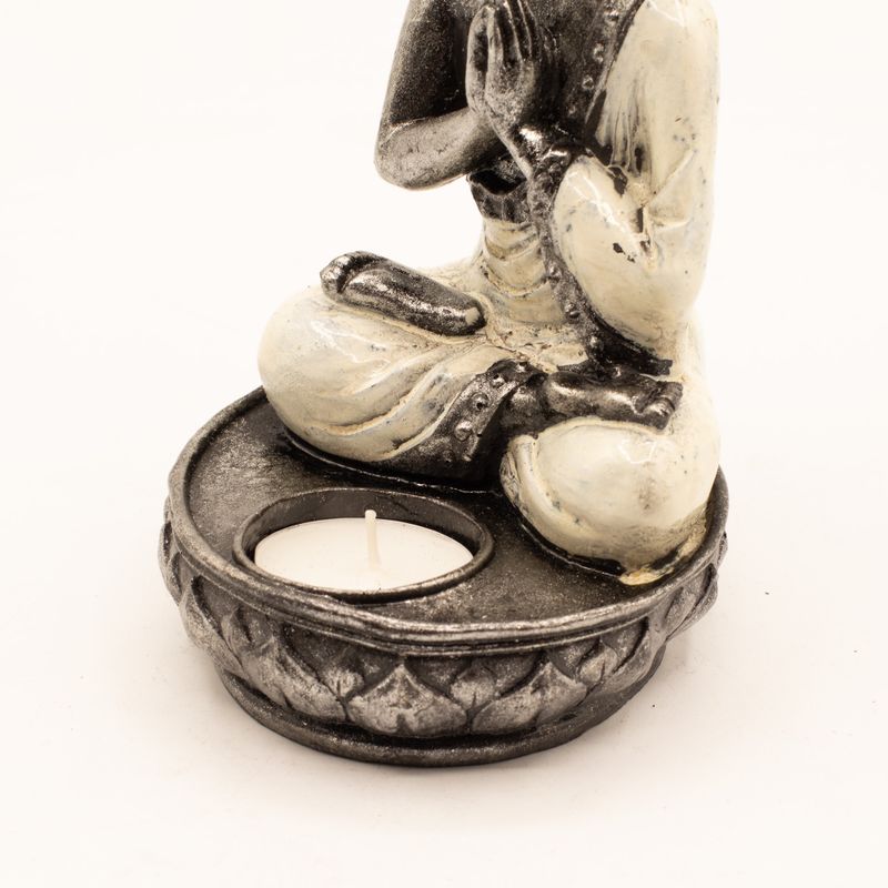 Buddha-ljusstake - Vit - Medel