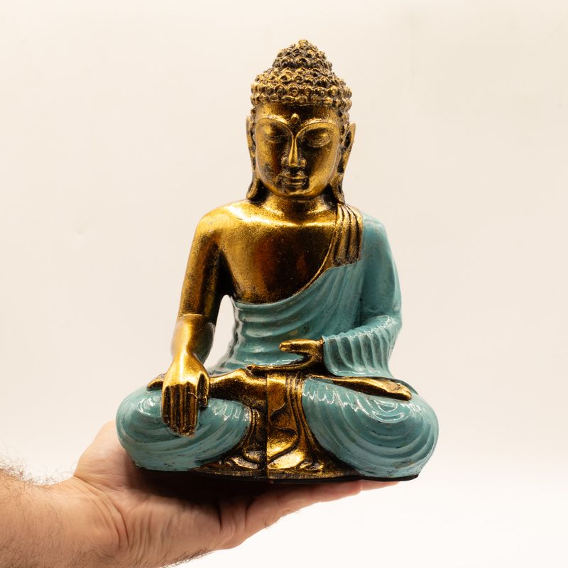 Turkos och guld Buddha - Stor