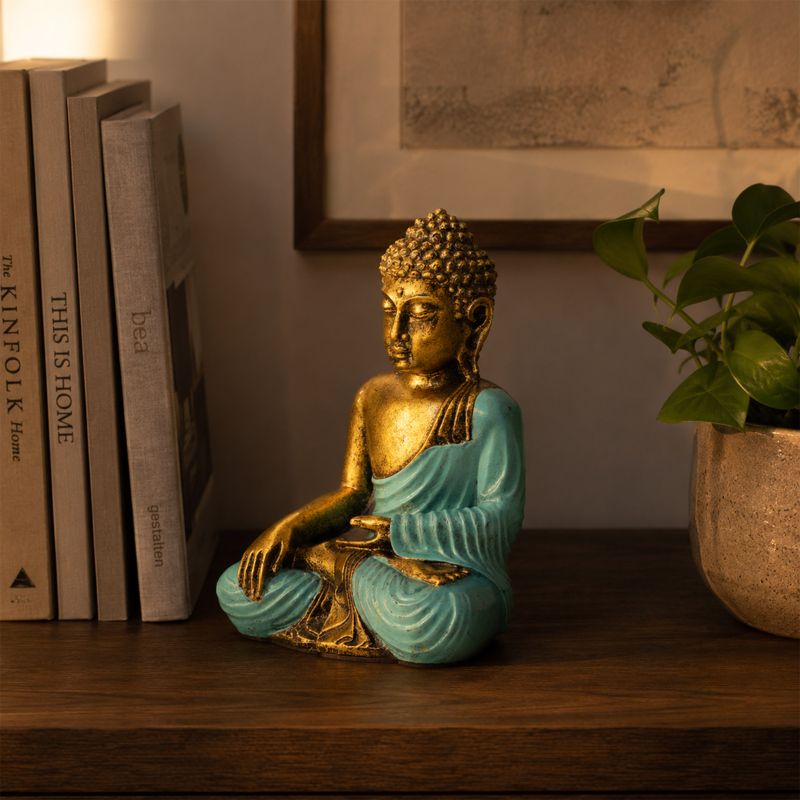 Turkos och guld Buddha - Stor