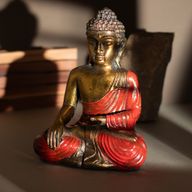 Röd & guld Buddha - Stor