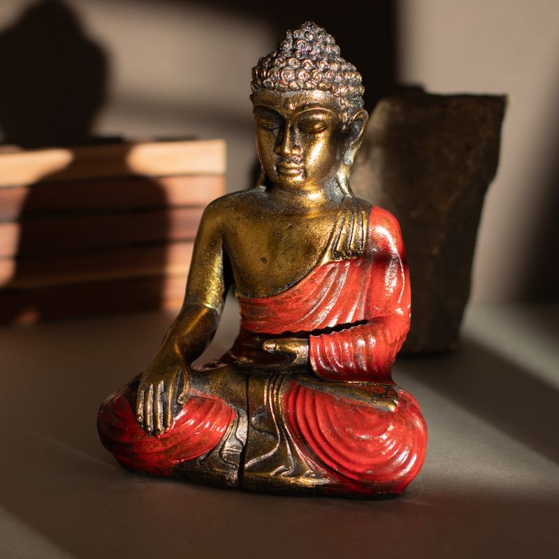 Röd & guld Buddha - Stor