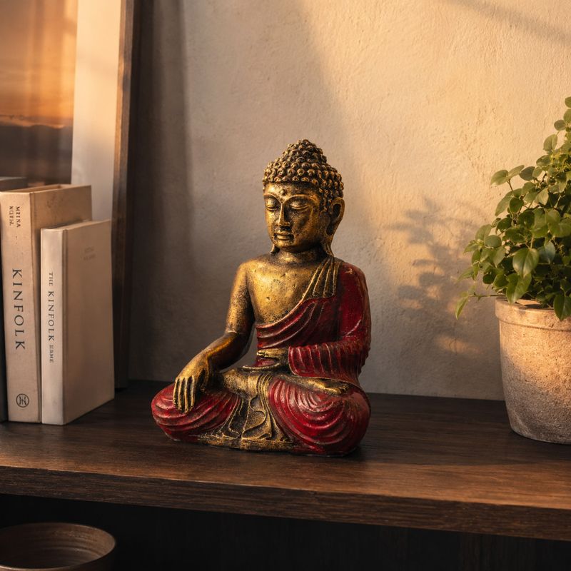 Röd & guld Buddha - Stor
