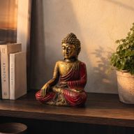 Röd & guld Buddha - Stor