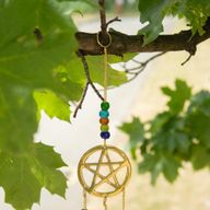 indiska klockor - mässing Tri-Pentagram - 7 klockor - 9,5x32 cm