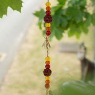 Indiska vindspel - mässing livets blomma med rudraksha-pärlor strängklockor - 6x63 cm
