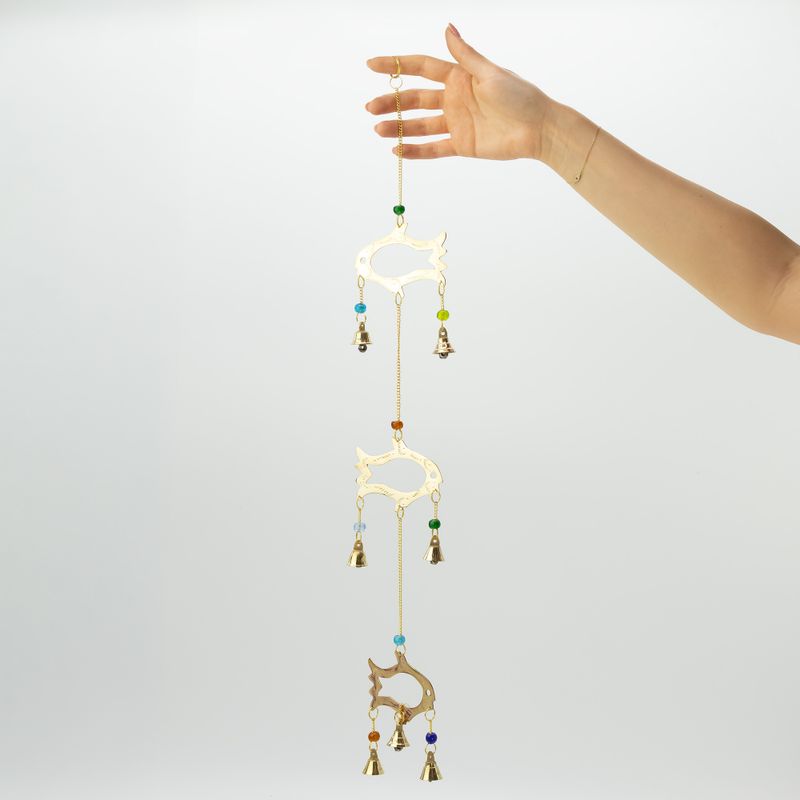 Indiska vindspel - Fish Drop - 7 klockor - 8,5×54 cm
