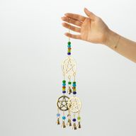 indiska klockor - mässing Tri-Pentagram - 7 klockor - 9,5x32 cm